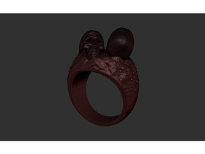 2 skulls ring jewelry fantasy 3d print model - Mito3D