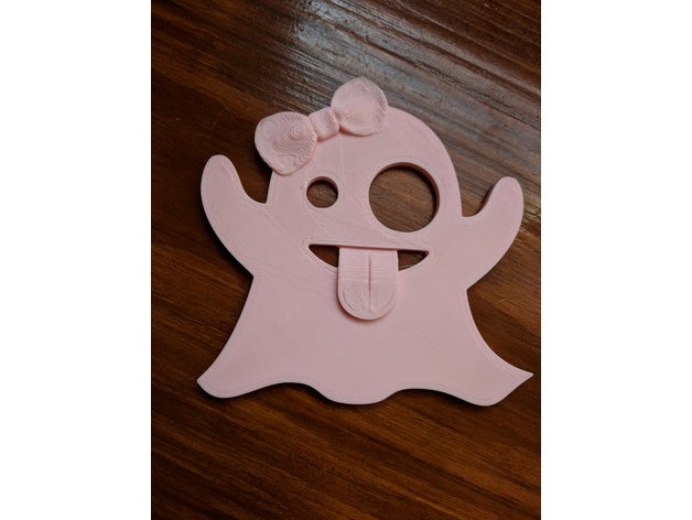 girlie ghost emoji 2d art halloween 3D print model - Mito3D