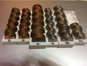generische Münze Veranstalter - Organisation Buchhaltung Münzen Inhaber coin organizer sorter Währung anpassbare die Sortierung Großbritannien 3d print model - Mito3D