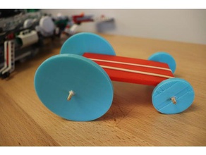 rubber band powered car mechanical toys kinetic toy wheel 3d print model - Mito3D