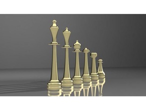 elongated chess set boardgame boardgames piece pieces 3d print model - Mito3D