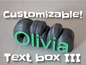 customizable text box iii containers configurable customizer font fonts kids letter name tag openscad parametric parametrizable sculpture storage supportless tool word 3d print model - Mito3D