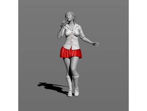 menina microphone people character female housing human jacket person shelf shirt singer skirt sneakers speech woman 3d print model - Mito3D
