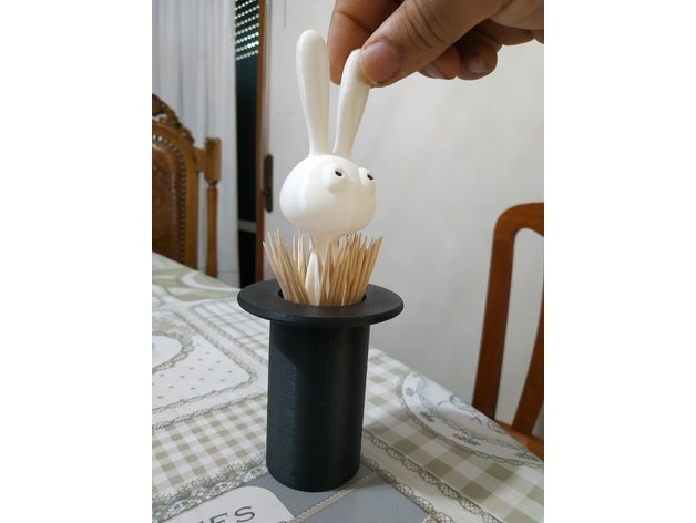 rabbit magic hat toothpick holder remix kitchen dining 3D print model - Mito3D