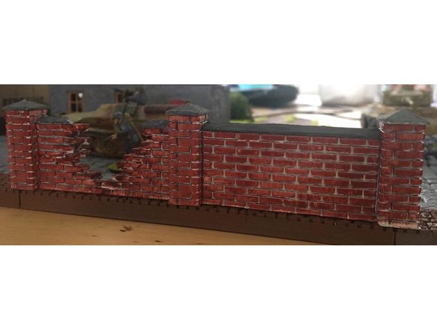 mur de briques 28mm jeux 3D print model - Mito3D