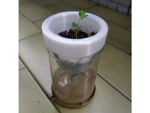self-watering planter reuse peanut butter jar household self watering 3d print model - Mito3D