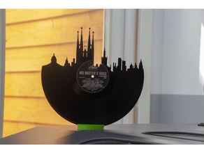 disco de vinilo barcelona skyline 2d arte 3d print model - Mito3D