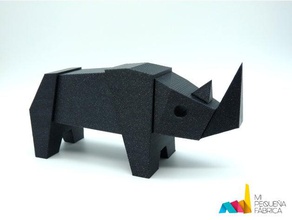 rhino magnetischer Spielzeug Tiere lowpoly 3d print model - Mito3D