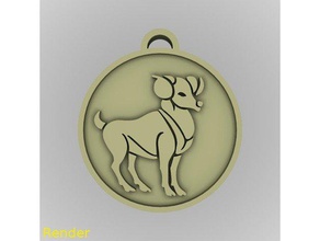 aries zodiac medallion pendant jewelry 3d print model - Mito3D