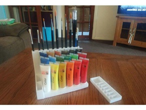 acrylic paint holder brush tool holders boxes 3d print model - Mito3D