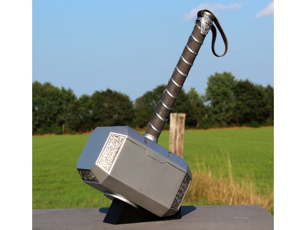 thor o martelo mjolnir stand traje cosplay marvell filme prop adereços de cinema thors hammer trovão 3D print model - Mito3D