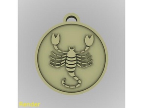 escorpio zodiaco medallón colgante joyería 3d print model - Mito3D
