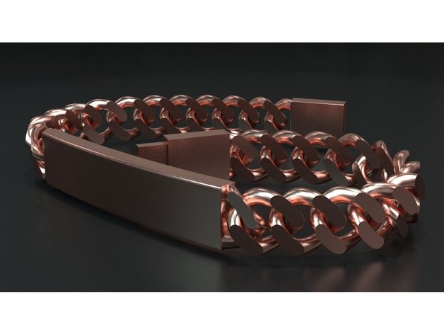 gourmette curb link chain jewelry bracelet 3D print model - Mito3D