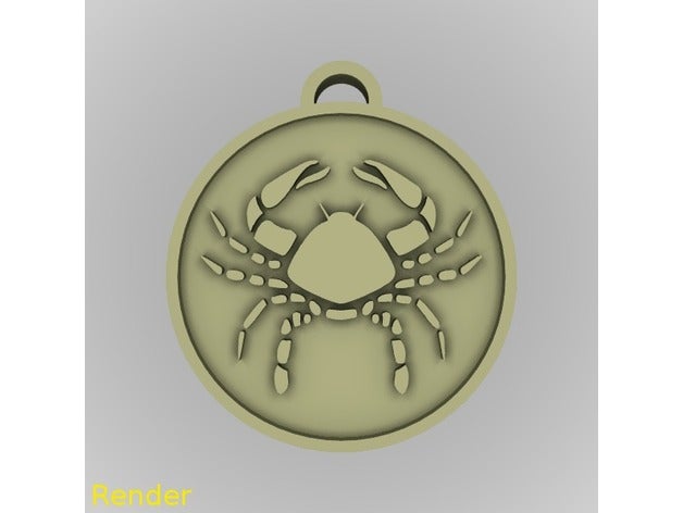 cancer zodiac medallion pendant art tools jewel 3D print model - Mito3D