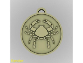 câncer do zodíaco pingente medalhão a arte as ferramentas jóia 3d print model - Mito3D