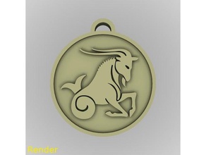 capricorn zodiac medallion pendant jewelry 3d print model - Mito3D