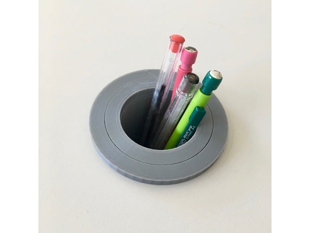 pot crayons pour rond bureau pencil holder desktop hole office pencilholder cup 3D print model - Mito3D