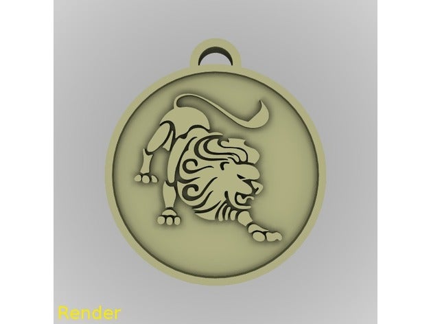 leo zodíaco pingente medalhão jóias 3D print model - Mito3D