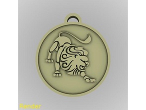 leo zodiaco medallón colgante joyería 3d print model - Mito3D
