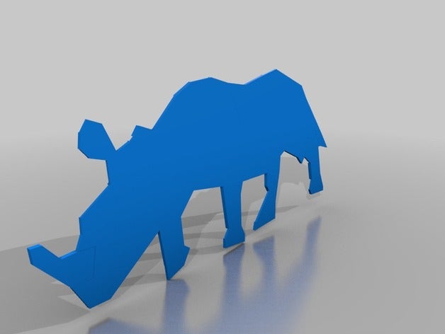 rhino 2d Kunst Nashorn rinoceronte 3D print model - Mito3D