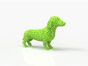 dachshund voronoi animals dog sausage wiener 3d print model - Mito3D