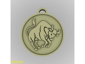 taurus zodiac medallion pendant jewelry 3d print model - Mito3D