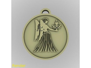 virgo zodiac medallion pendant jewelry 3d print model - Mito3D