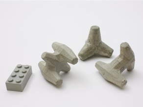 concrete wave breaker giocattolo gioco accessori costiera core-loc dolos in miniatura la formazione di muffa tetrapodi 3d print model - Mito3D