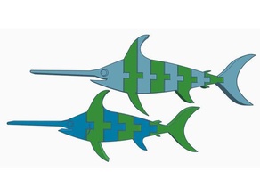 flexi çift ekstruzyon swordfishes hayvanlar mafsallı alanında esnek polymathic iki renk 3d print model - Mito3D