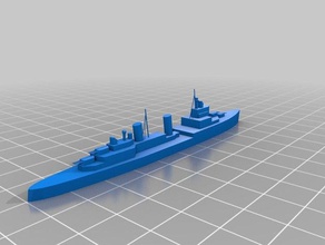 low-poly de la ciudad clase crucero 3d impresión militar nave wargaming buque guerra 3d print model - Mito3D