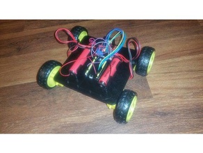 bugbot robot rc frame cheap yellow geared dc motors wheels robotics car 3d print model - Mito3D