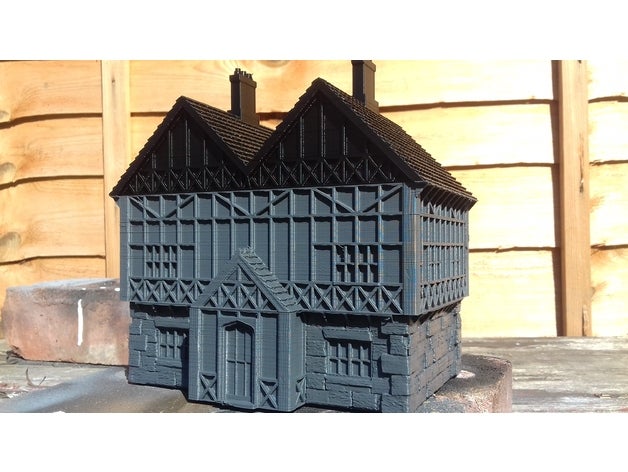 tudor style manor house buildings structures bolt action frostgrave mordheim wargaming scenery terrain warhammer 3D print model - Mito3D