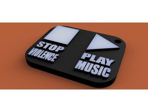 stop à la violence jouer de musique trousseau clés porte-clés 3d print model - Mito3D