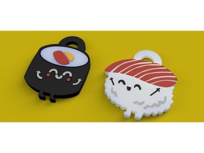 sushi couple keychain &lt3 keychains 3d print model - Mito3D