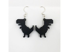 offline dinosaur earrings 8bit cool jewellery jewelry pixel trex 3d print model - Mito3D