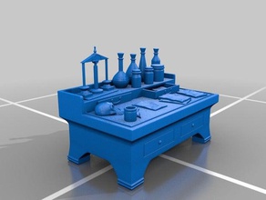 l'alchimie de la table modules jeux 28mm le mdn donjon terrain mobilier heroquest miniature modèle meubles mordheim warhammer quest 3d print model - Mito3D