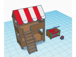 Puppe Schlafzimmer Etagenbett, eine Spielzeugkiste Spielzeug-Auto Spiel - Zubehör Stockbett dollbed dollhouse toybox toycar 3d print model - Mito3D