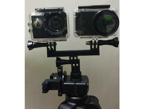 doble soporte de deporte la cámara accesorios accesorio montaje gopro 3d print model - Mito3D