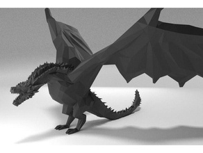 low poly drogon les créatures daenerys targaryen de dragon jeu des trônes rhaegal viserion 3d print model - Mito3D