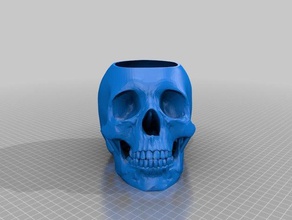 human skull pot no supports needed outdoor garden flower planter 3d print model - Mito3D