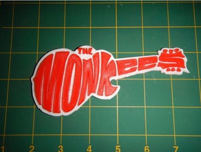 monkees chitarra logo musica 60 band davy jones hippie hippies magnete mickey dolenz mike nesmith le scimmie monkies peter tork pre-fab four rock roll tv mostra 3d print model - Mito3D
