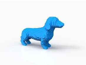 Dackel voxel Tiere Hund Wurst wiener 3d print model - Mito3D