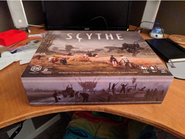 scythe organizer fits all expansions board extension games game box faction factions original solution storage unit 3D print model - Mito3D