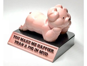 mignon de porc décorer votre bureau art heureux la boue doux trophée 3d print model - Mito3D