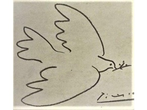 pablo picasso colombe de la paix dessin ligne d'extrusion 2d l'art 3d print model - Mito3D