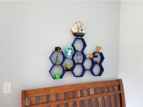 honeycomb shelves organization hexagon openscad shelf 3d print model - Mito3D