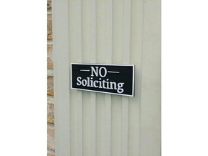 no soliciting sign signs logos doorbell front door ring 3d print model - Mito3D