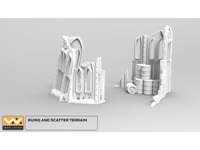 warlayer zone one damaged ruins playsets 28mm terrain wargaming warhammer 40k 3d print model - Mito3D