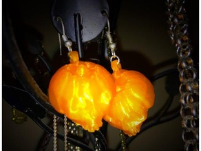zucca teschio orecchino di remix gli orecchini halloween la cranio umano gioielli 3d print model - Mito3D