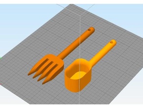simple spoon fork 3d printing design printer kitchen tool spoons 3d print model - Mito3D